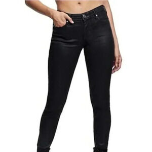 True Religion Halle Coated Black Jeans Mid  Rise Skinny size 29
